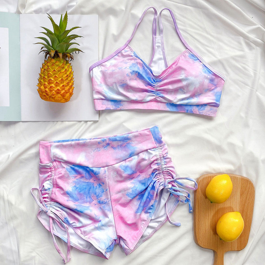 Tie-dye Bikini Shorts Suit Push-up Brazilian