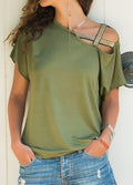 T-shirt d'été  épaules dénudées, couleur unie.