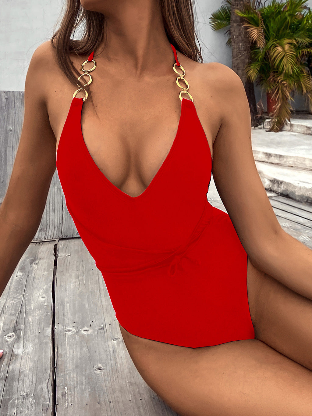 Maillot de bain une pièce couleur unie sexy
