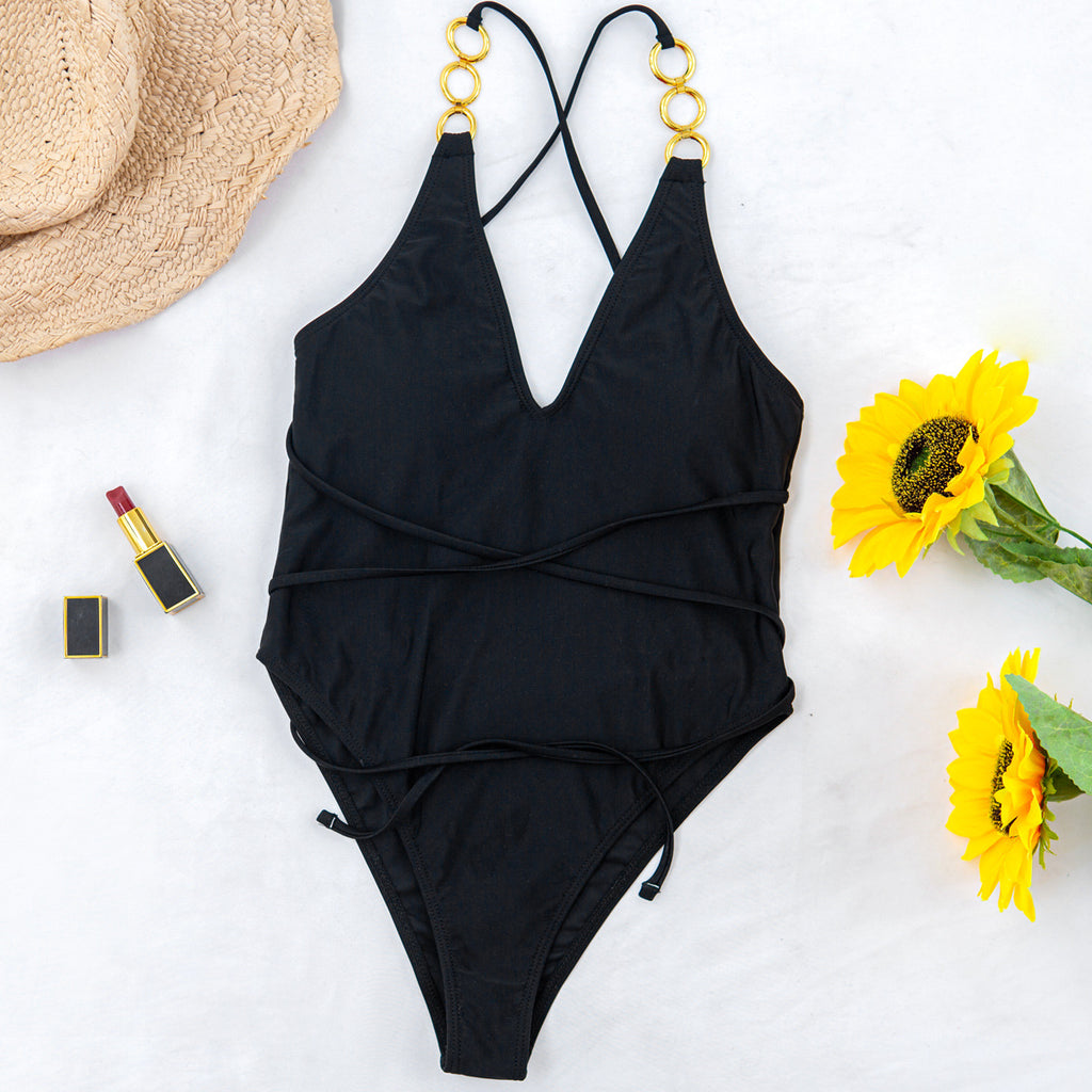 Maillot de bain une pièce couleur unie sexy