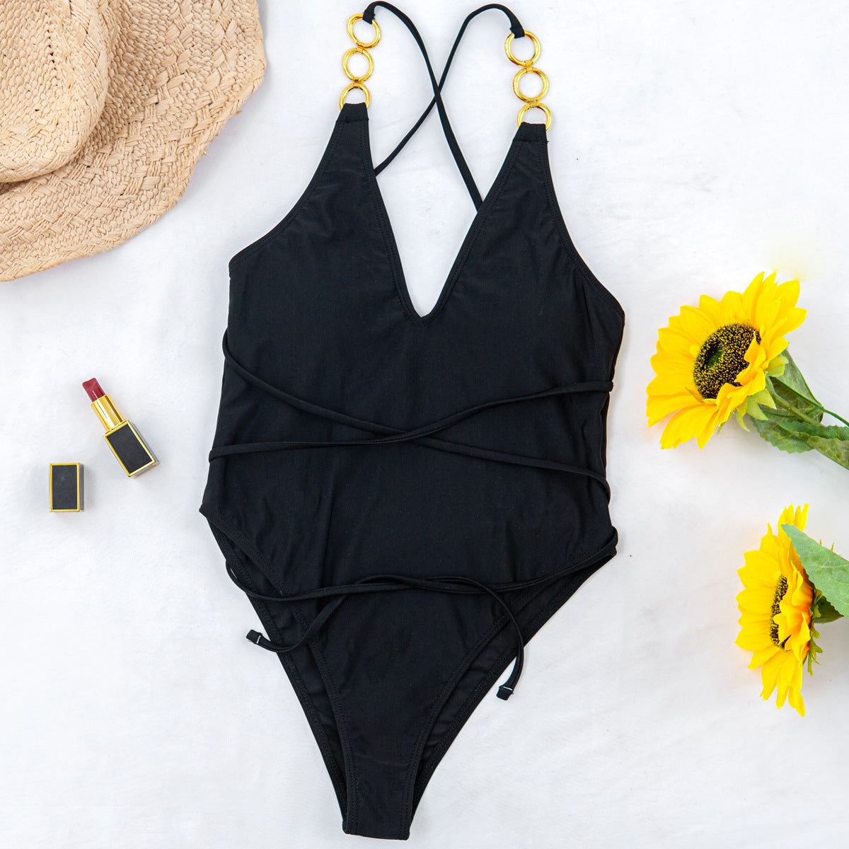Maillot de bain une pièce couleur unie sexy