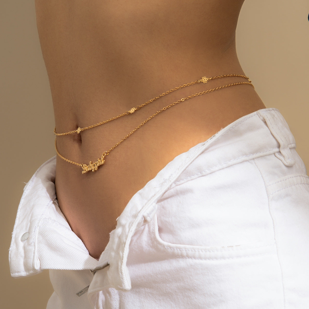 Chaîne de ventre pendentif lettre métal sexy