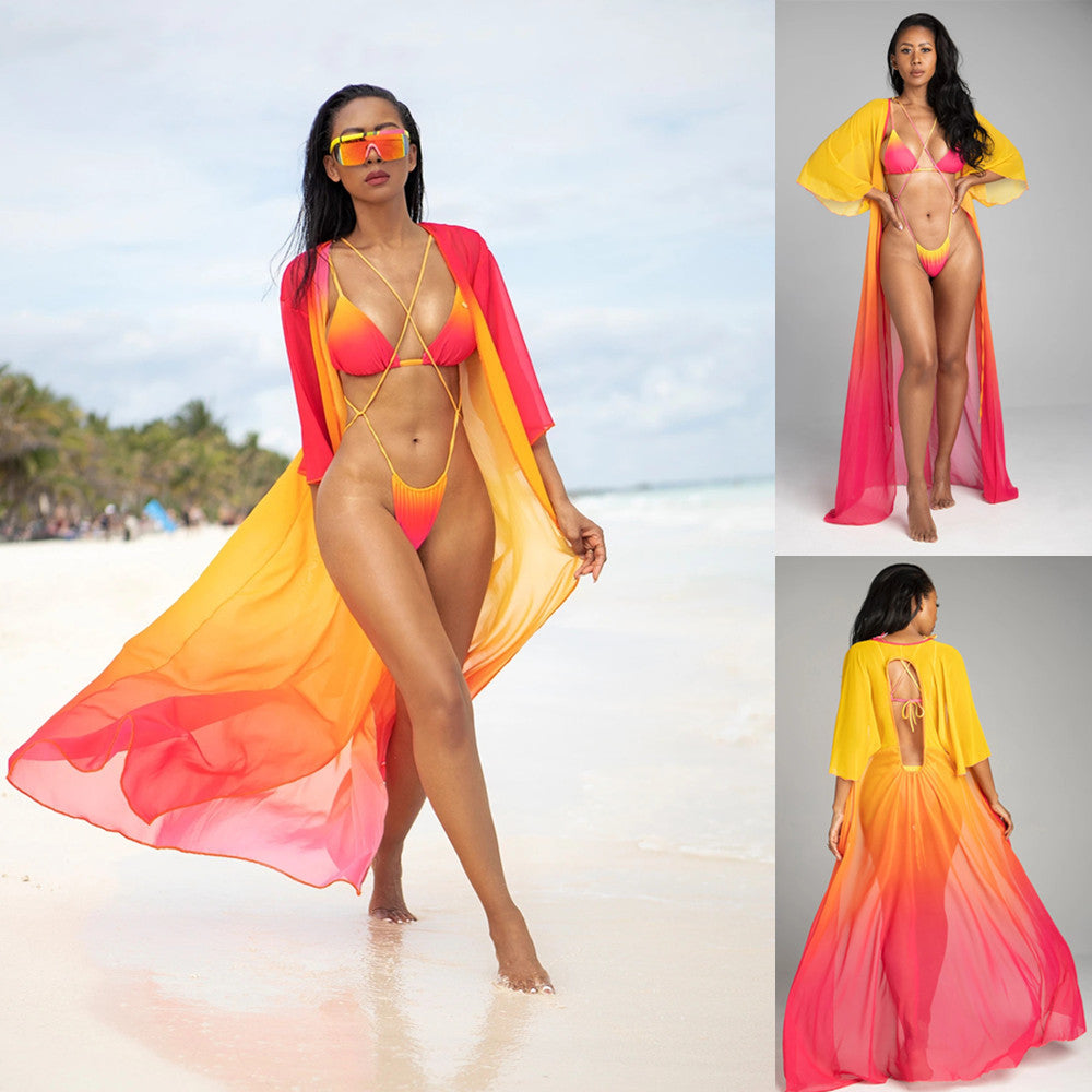 Maillot de bain bikini dégradé à nouer avec cordon