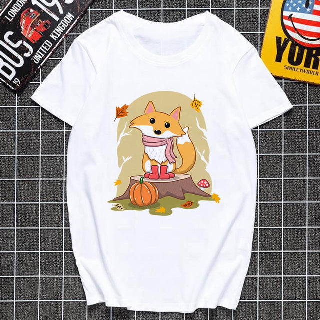 T-shirt femme Harajuku imprimé renard mignon
