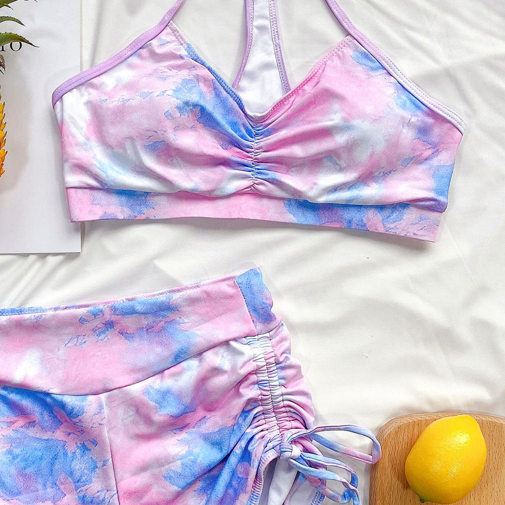 Tie-dye Bikini Shorts Suit Push-up Brazilian
