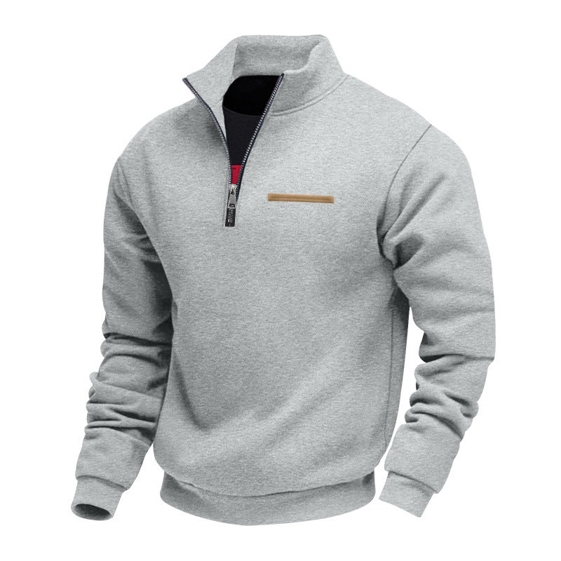 Sweat col montant rayures contrastantes homme