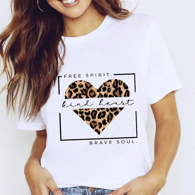 T-shirt femme Harajuku imprimé étoile blanc