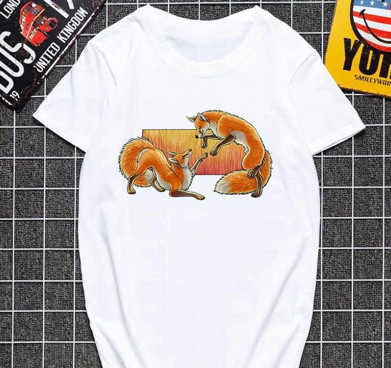 T-shirt femme Harajuku imprimé renard mignon