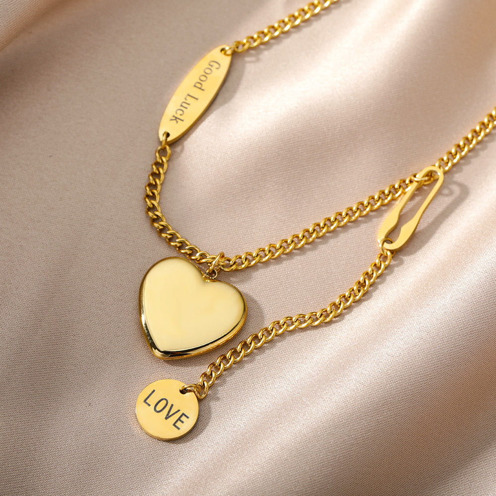 Collier multicouche pendentif cœur