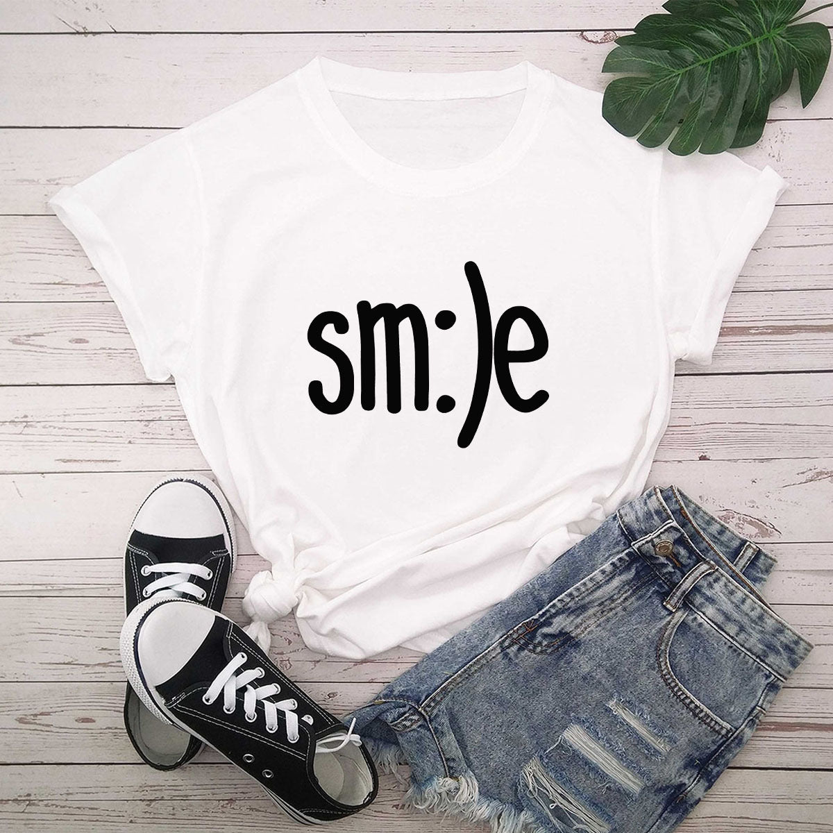 T-shirt femme grande taille S-5XL imprimé sourire