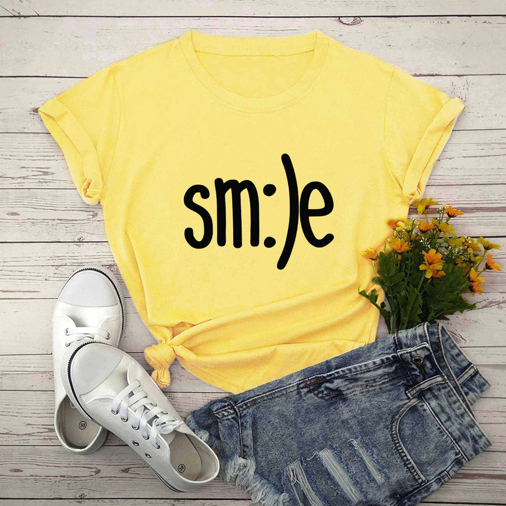 T-shirt femme grande taille S-5XL imprimé sourire