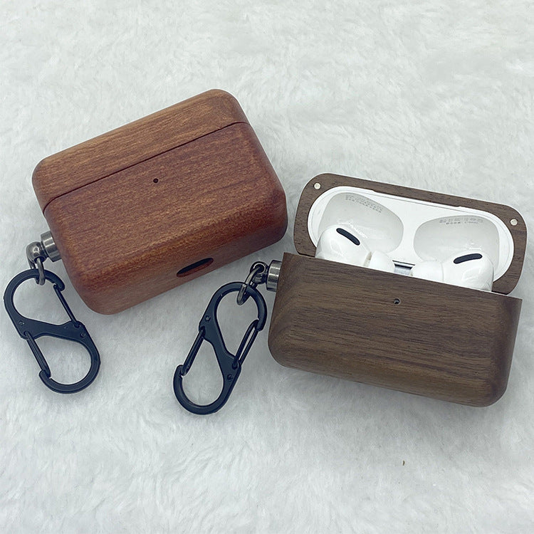 Coque bois pour écouteurs Bluetooth (compatible Apple)