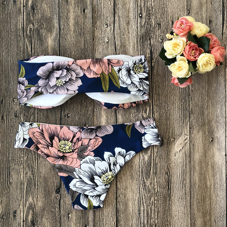 Bikini plat coloré en nylon pour femme