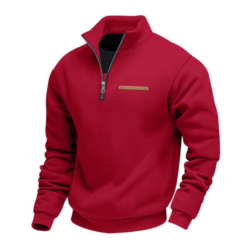 Sweat col montant rayures contrastantes homme