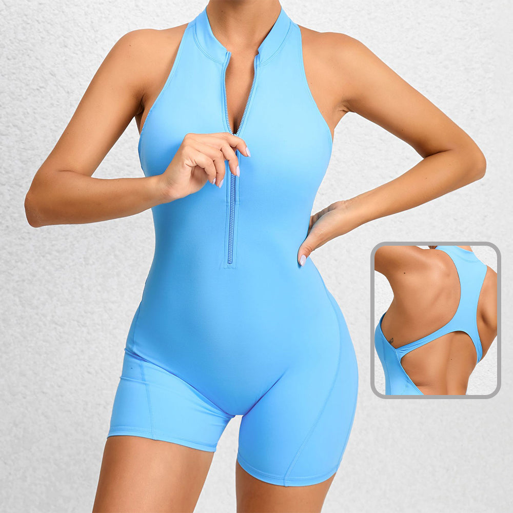 Combinaison de sport sans manches gainante avec zip