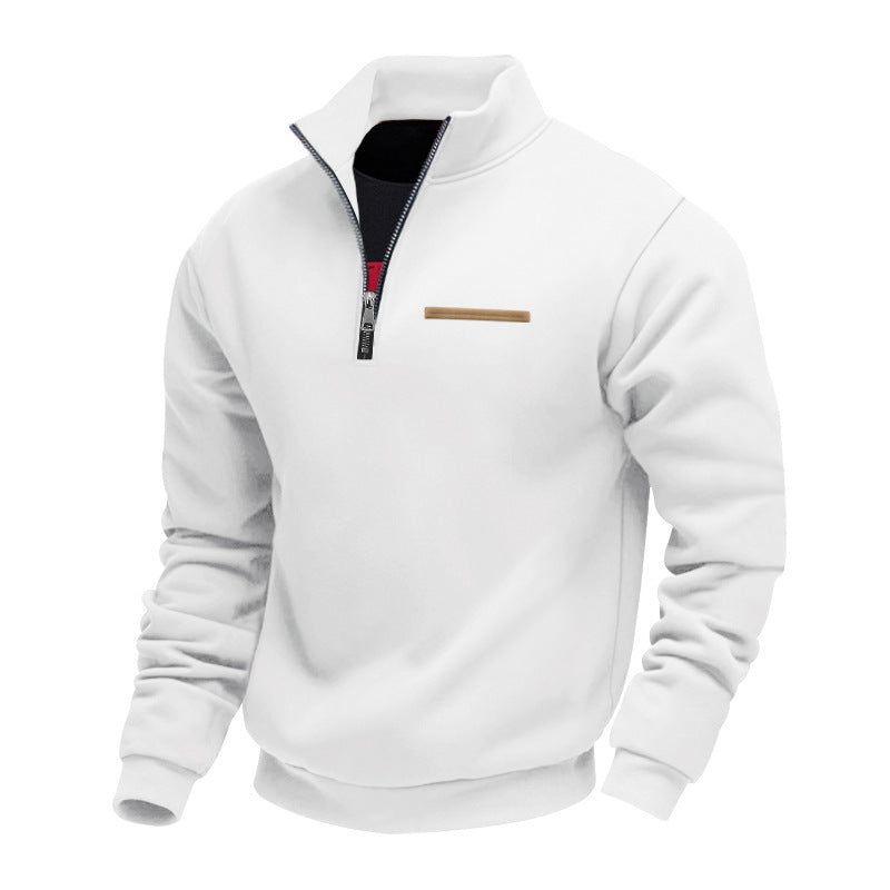 Sweat col montant rayures contrastantes homme
