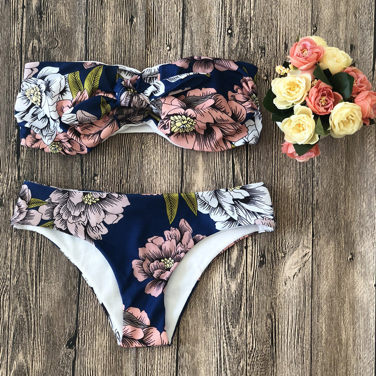 Bikini plat coloré en nylon pour femme