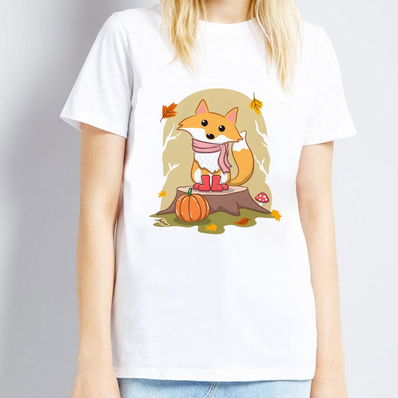 T-shirt femme Harajuku imprimé renard mignon