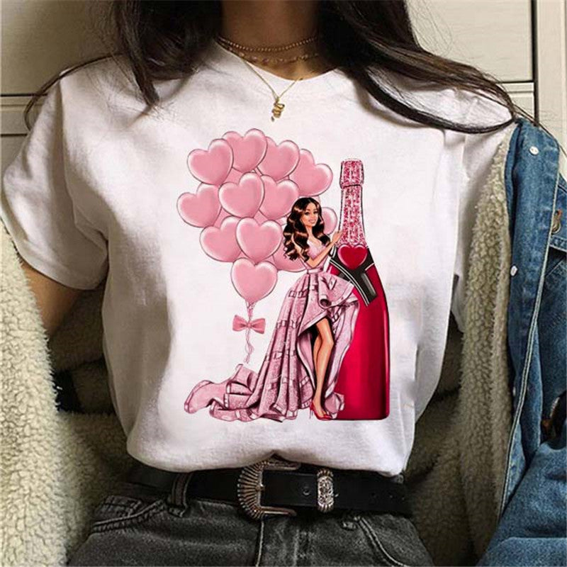 T-shirt noir femme imprimé ballons