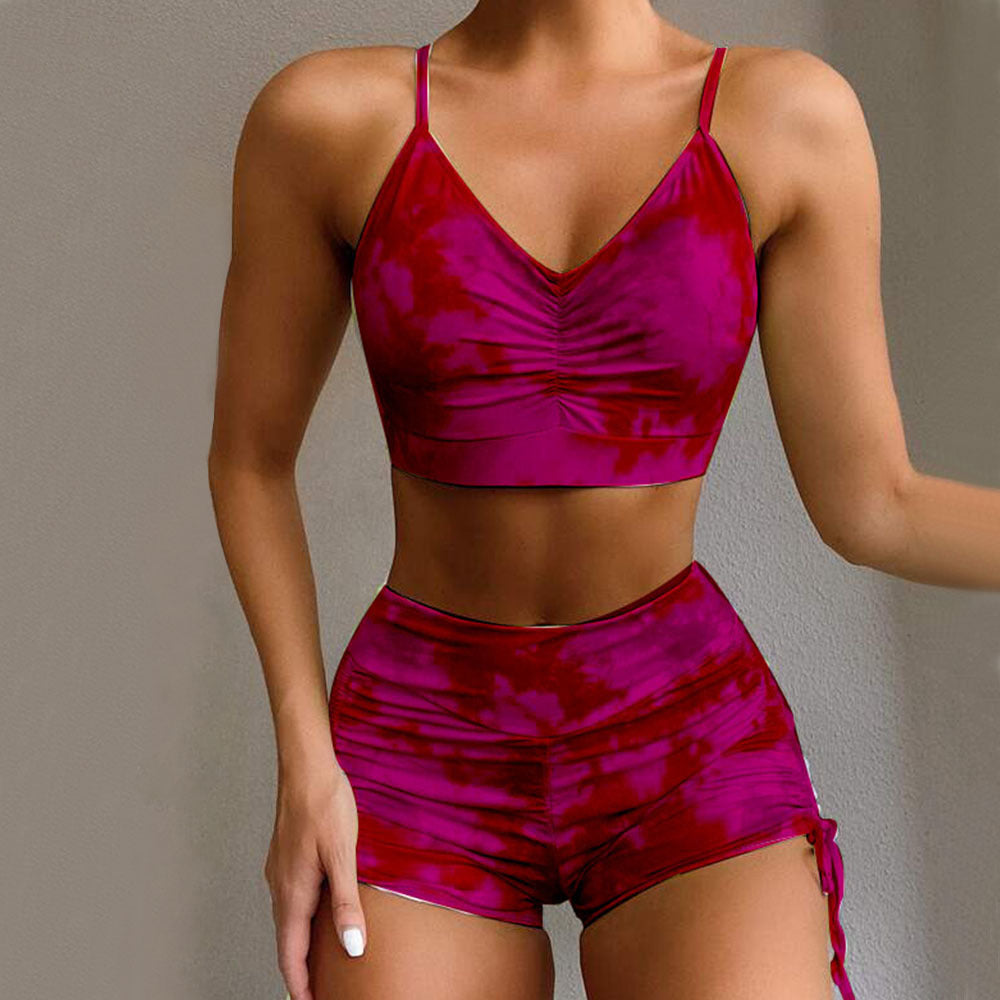 Tie-dye Bikini Shorts Suit Push-up Brazilian