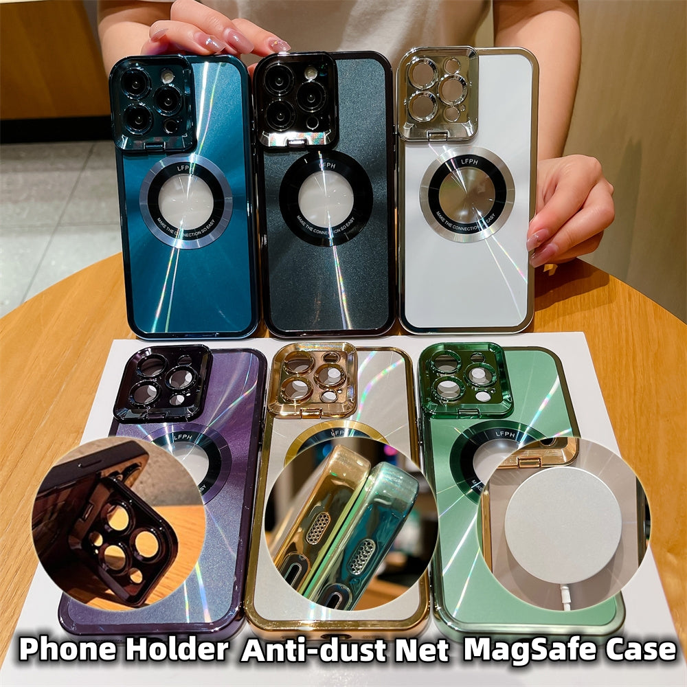 Coque iPhone électroplaquée luxe MagSafe avec support