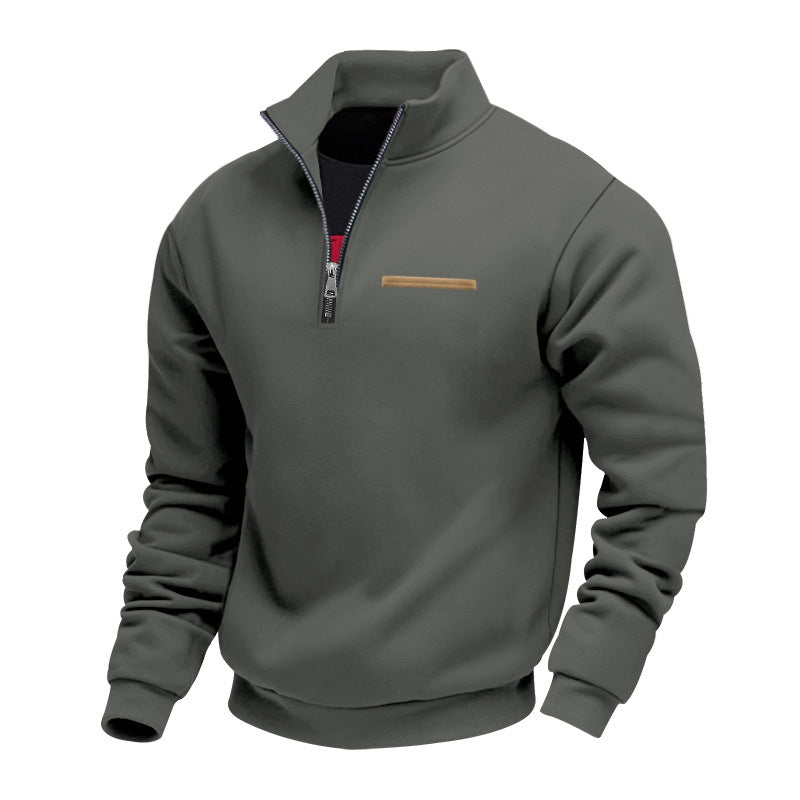 Sweat col montant rayures contrastantes homme