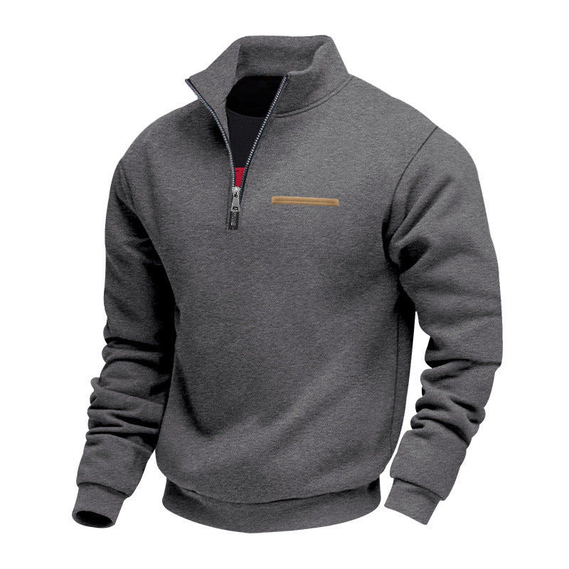 Sweat col montant rayures contrastantes homme
