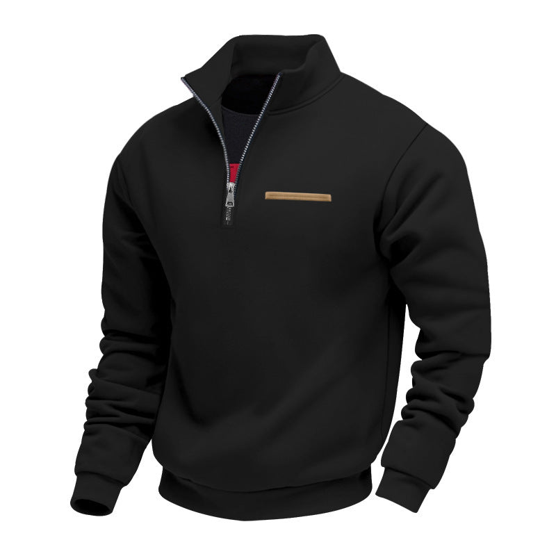 Sweat col montant rayures contrastantes homme