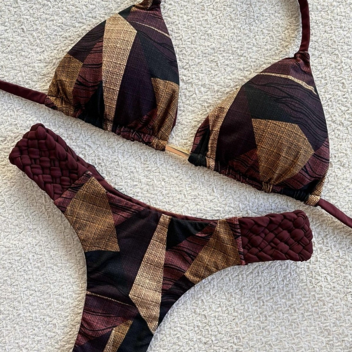 Bikini femme imprimé tressé