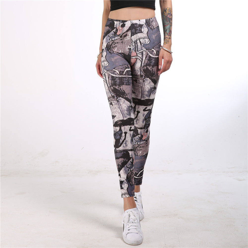 Pantalon de yoga imprimé doodle