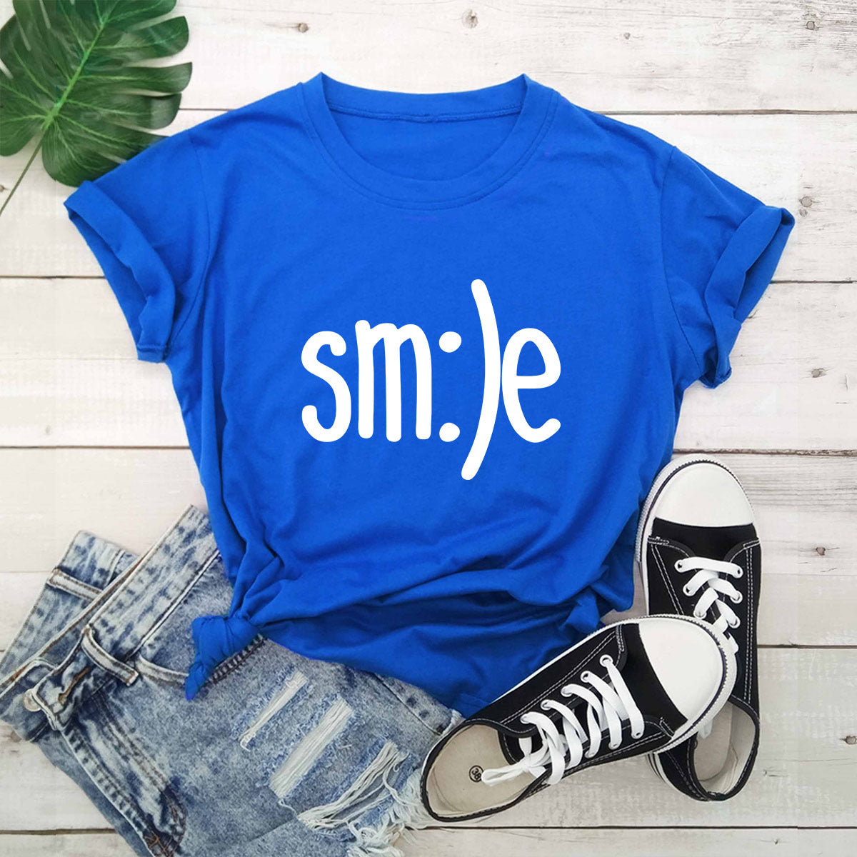 T-shirt femme grande taille S-5XL imprimé sourire