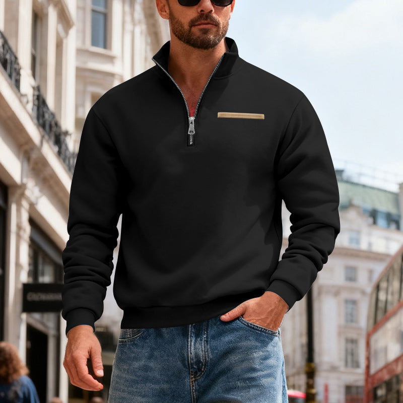 Sweat col montant rayures contrastantes homme