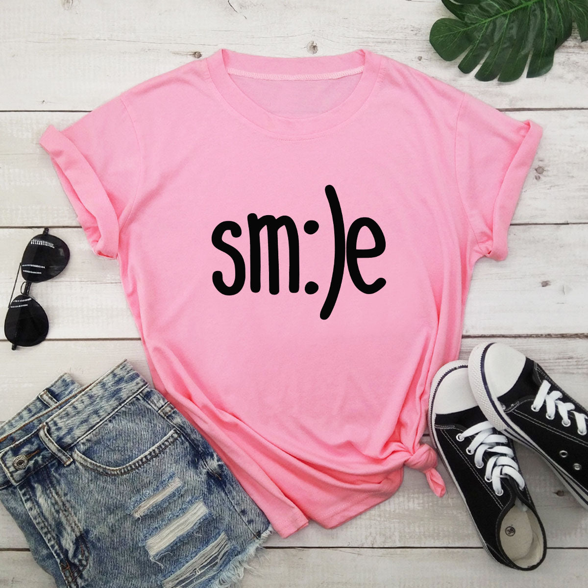 T-shirt femme grande taille S-5XL imprimé sourire