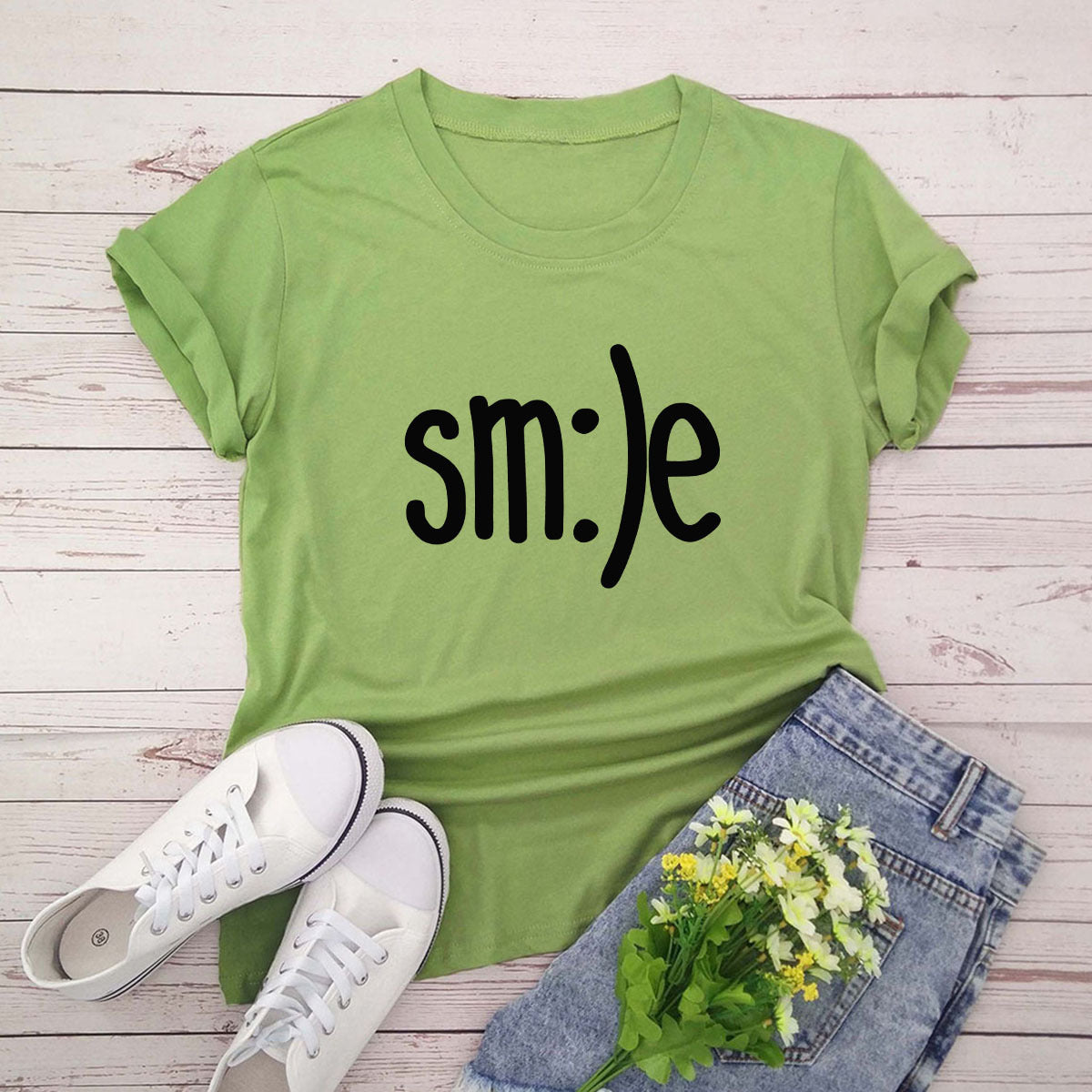 T-shirt femme grande taille S-5XL imprimé sourire