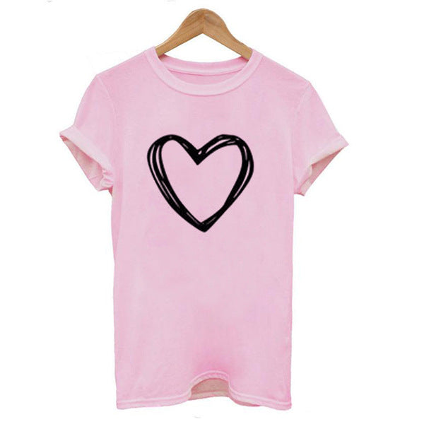 T-shirt femme imprimé cœur manches courtes
