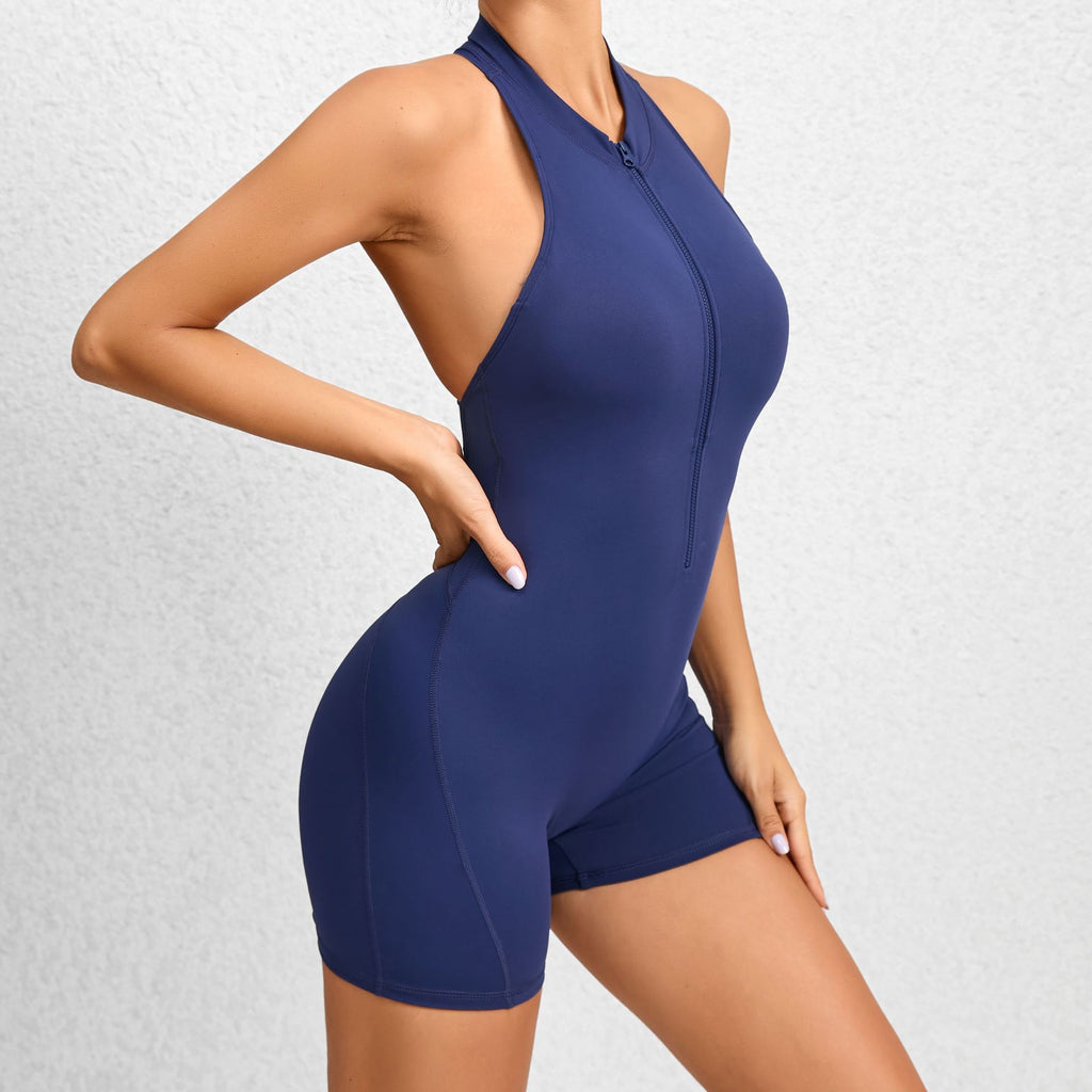 Combinaison de sport sans manches gainante avec zip