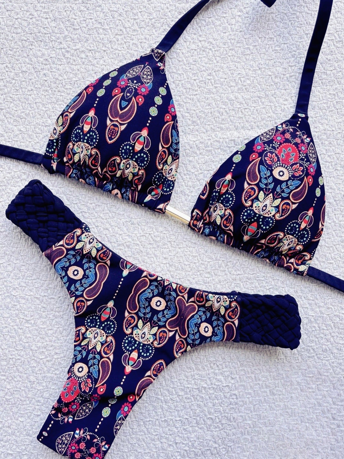 Bikini femme imprimé tressé