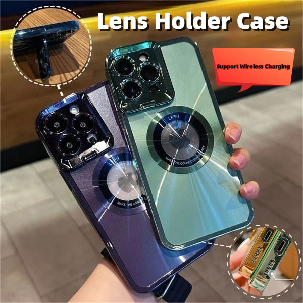 Coque iPhone électroplaquée luxe MagSafe avec support