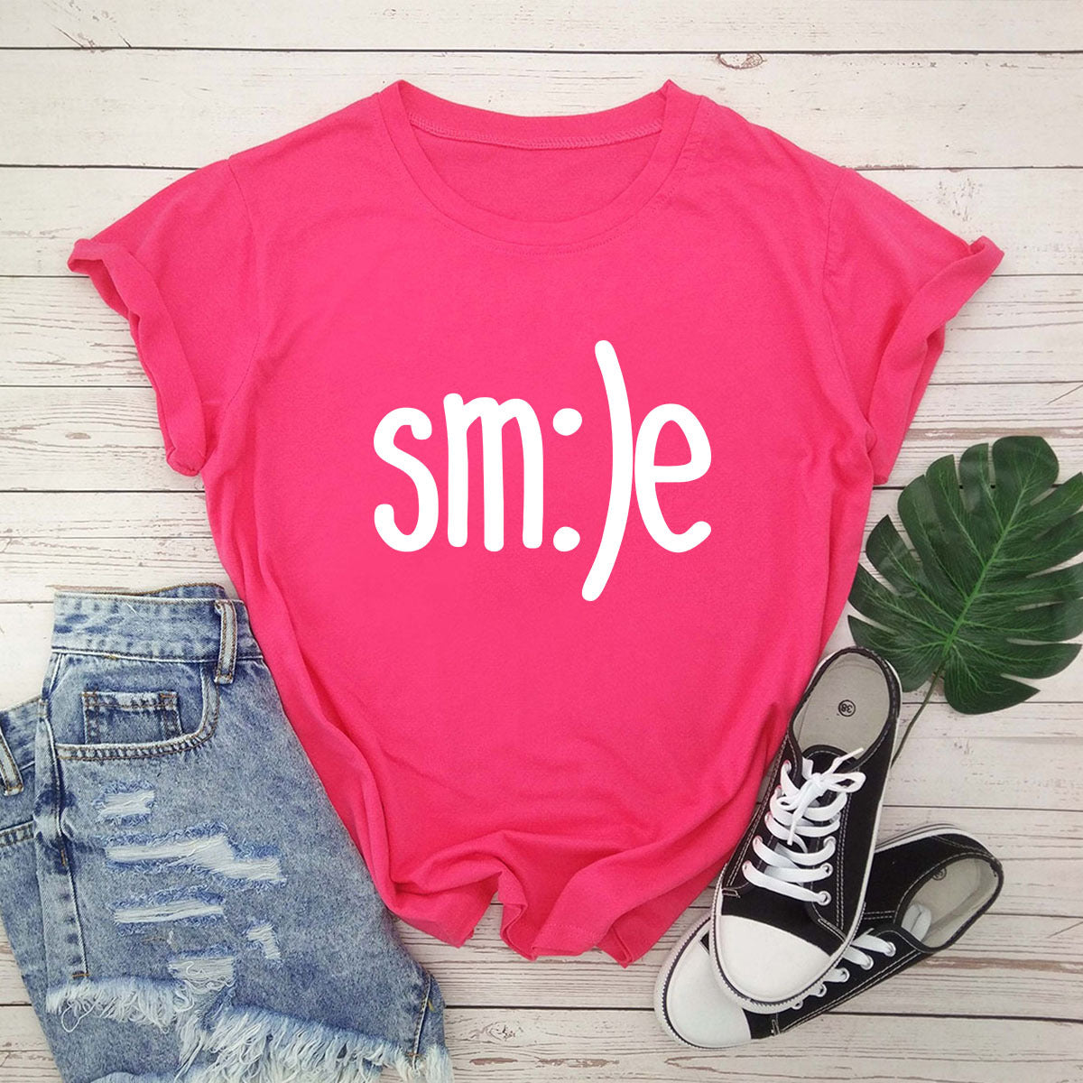 T-shirt femme grande taille S-5XL imprimé sourire
