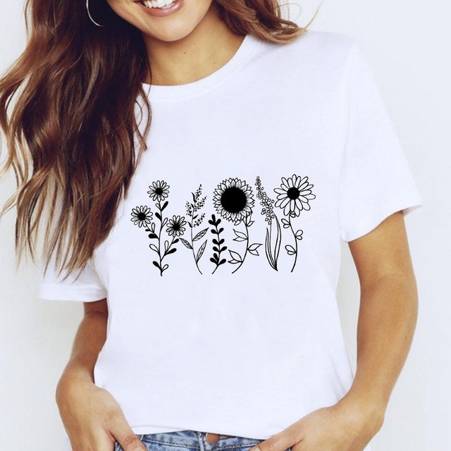 T-shirt femme Harajuku imprimé étoile blanc