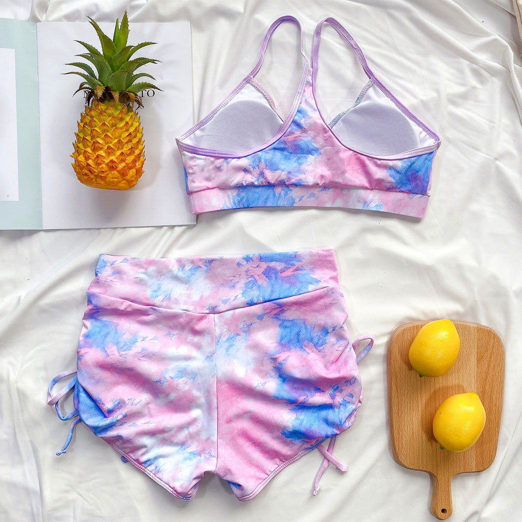 Tie-dye Bikini Shorts Suit Push-up Brazilian