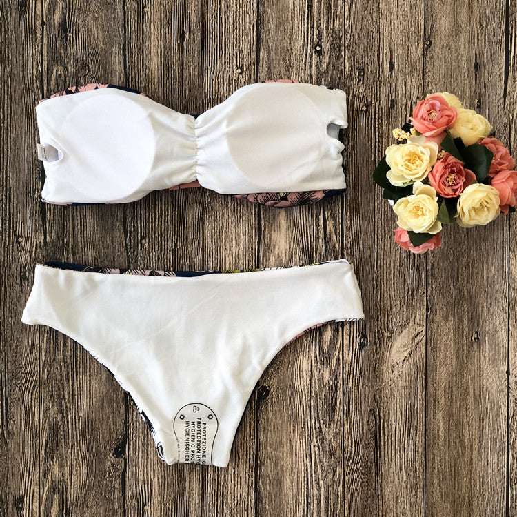 Bikini plat coloré en nylon pour femme