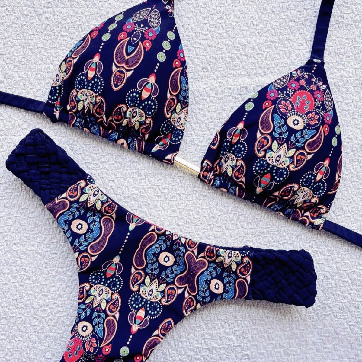 Bikini femme imprimé tressé