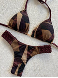 Bikini femme imprimé tressé