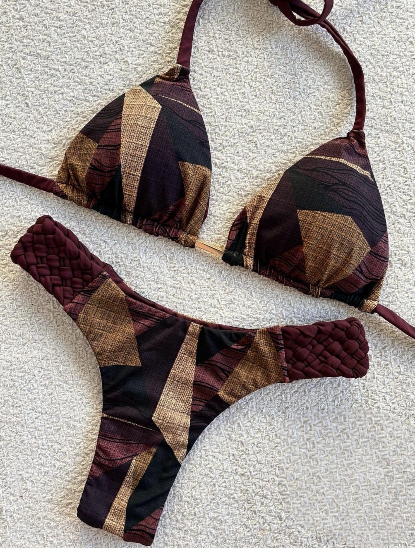 Bikini femme imprimé tressé