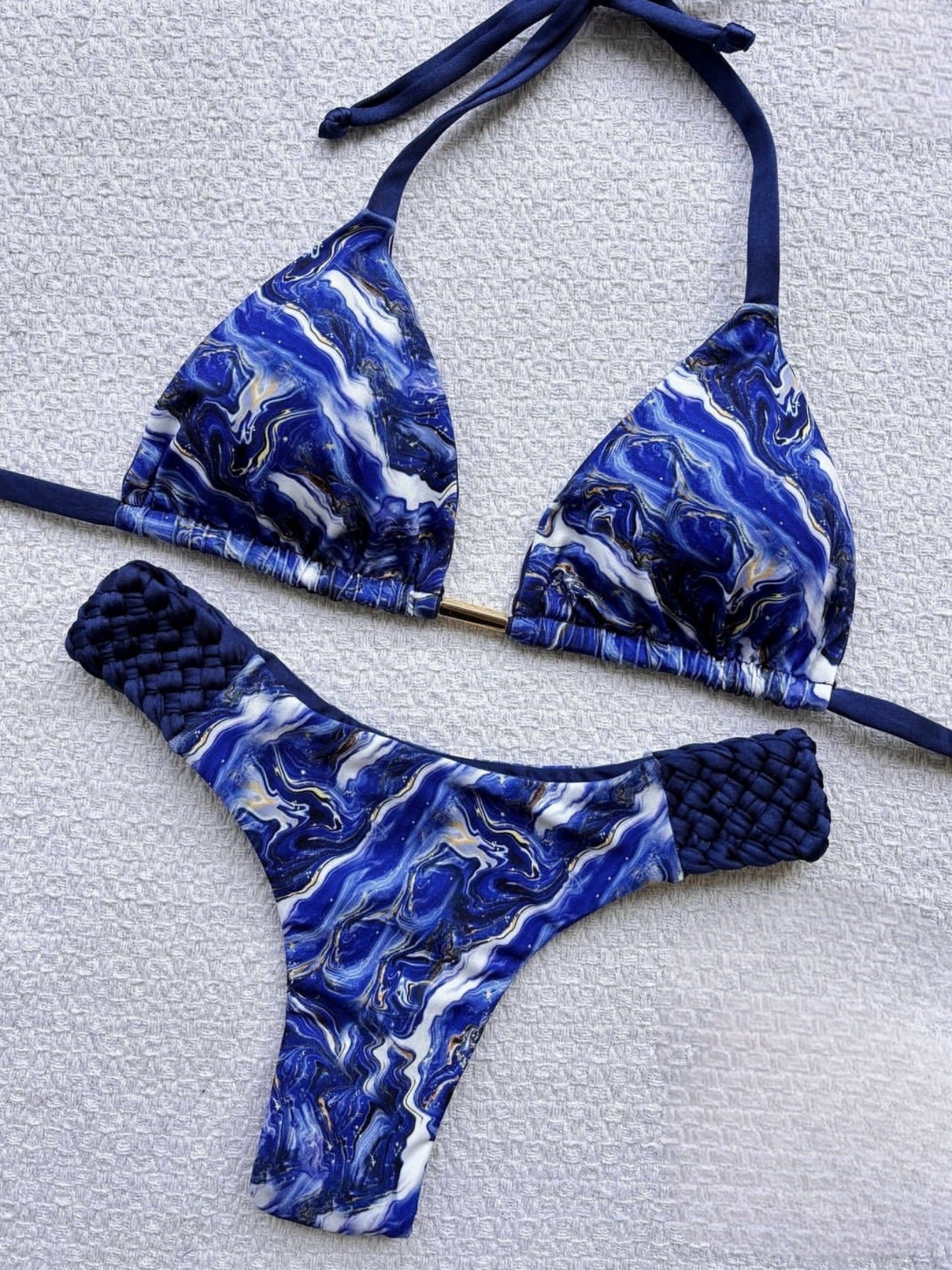 Bikini femme imprimé tressé
