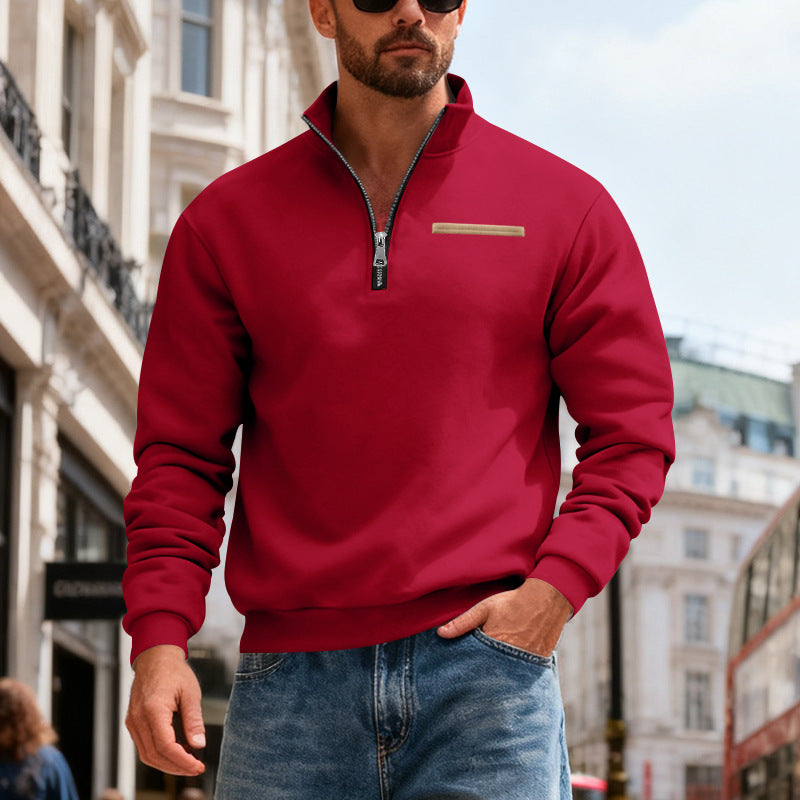 Sweat col montant rayures contrastantes homme