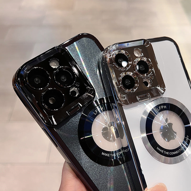 Coque iPhone électroplaquée luxe MagSafe avec support
