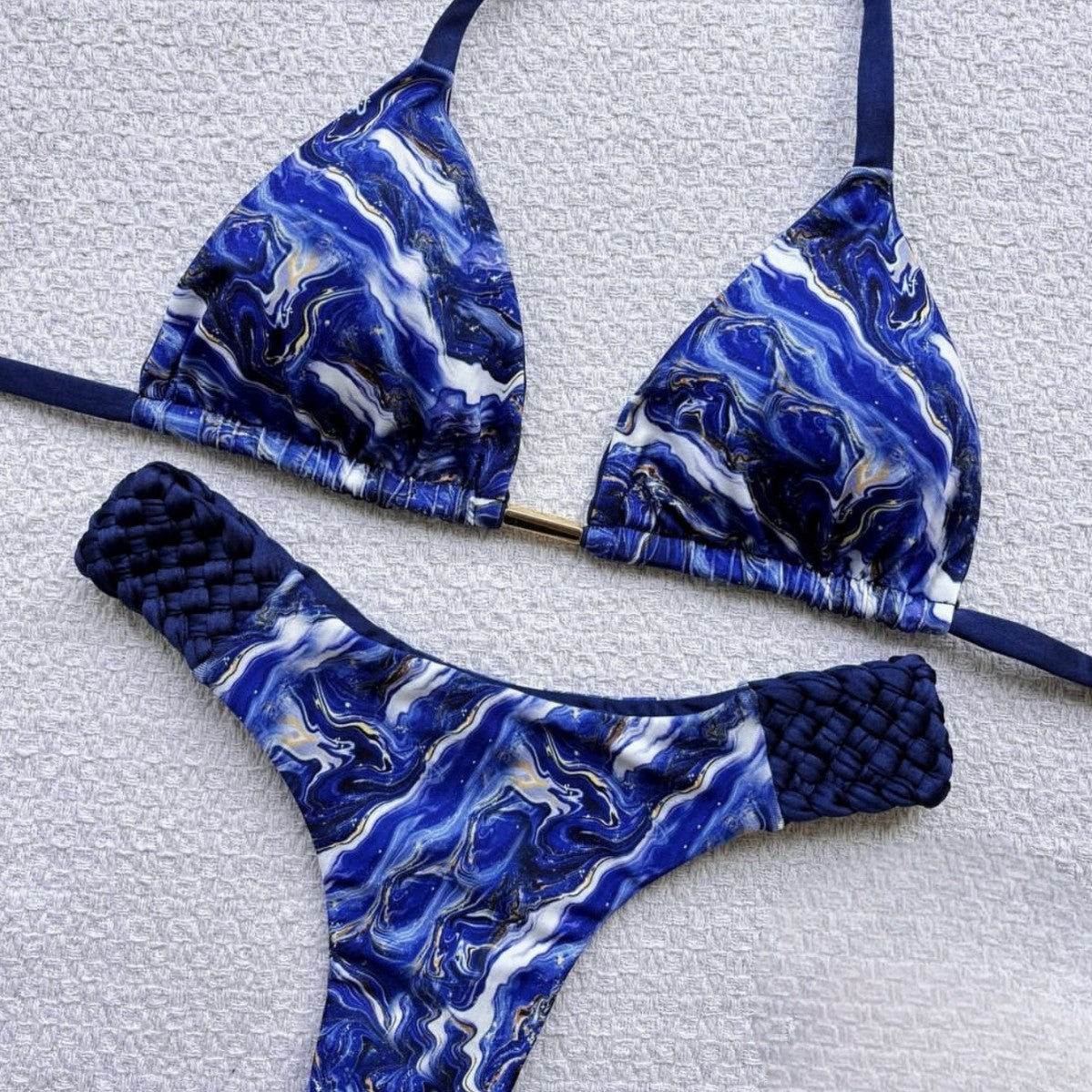 Bikini femme imprimé tressé