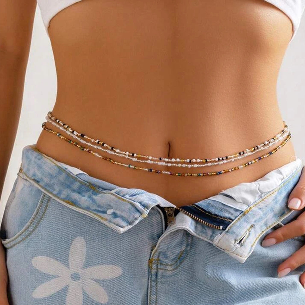 Chaîne de taille perles multicolores tendance
